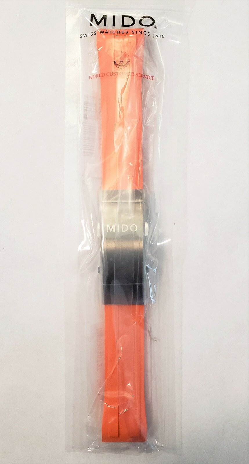 Original MIDO Ocean Star M026430A Orange Rubber Watch Band Strap Titanium Buckle