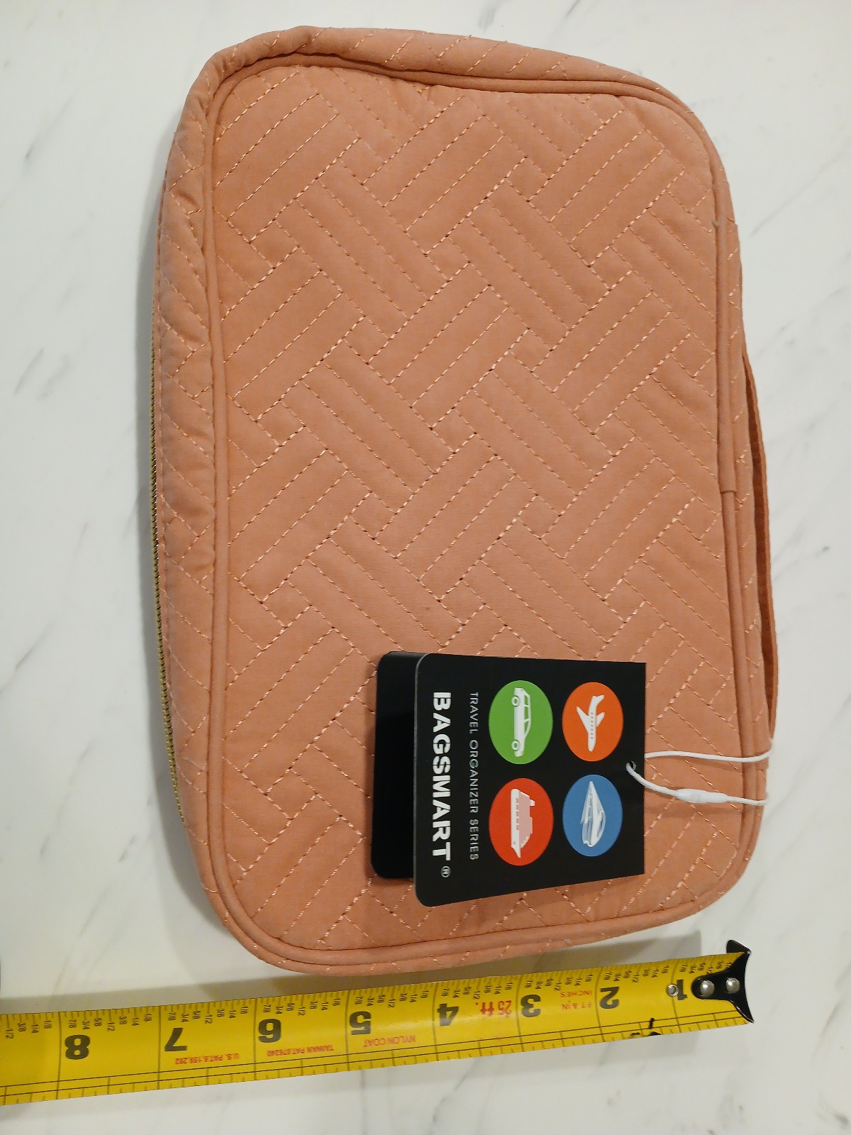Bagsmart Womens Jewelry Case Organizer Travel Pink Blush Quilted Zip Around