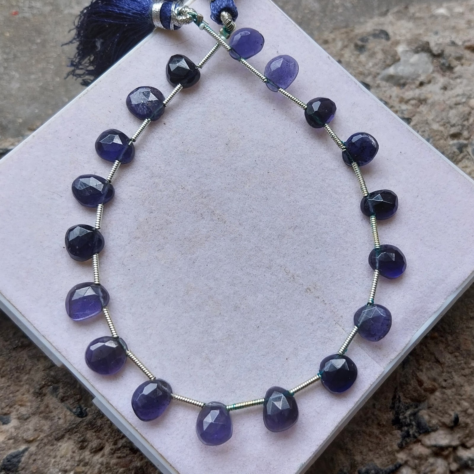 30 Carat 6.5×8 to 7×9 MM Natural Blue Purple Iolite Rose Cut 8 inch Beads