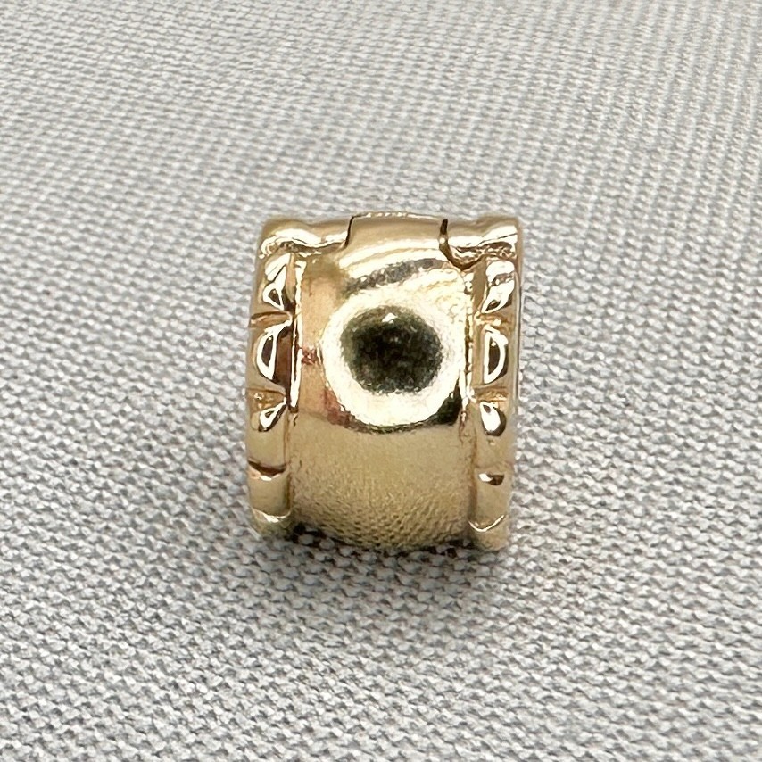 Authentic Pandora Moments 14KT Gold Beveled Clip Charm 585 ALE 750256