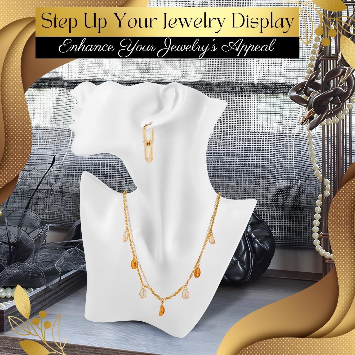 Jewelry Bust Display Stand – White Resin Mannequin Earring Stand for Selling …