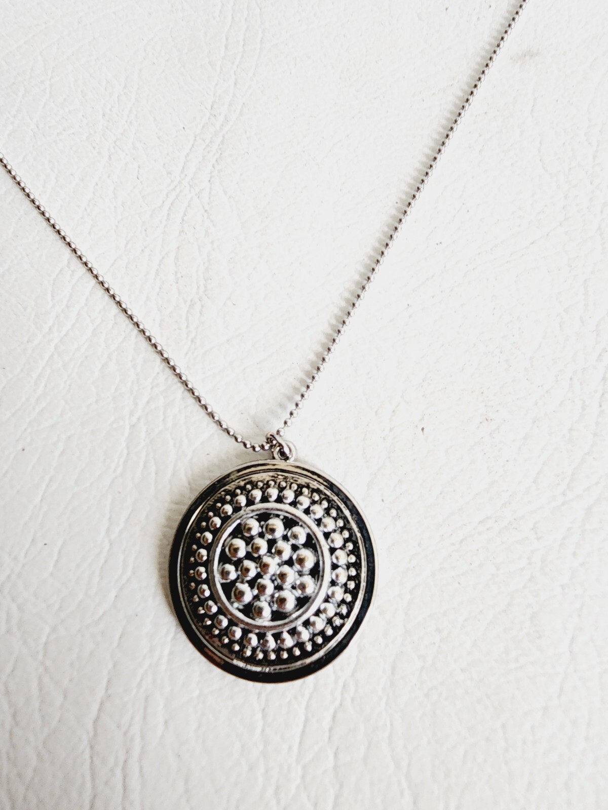 Chico’s Roxi Double Medallion Pendant Ball Beaded Necklace 32 To 36″