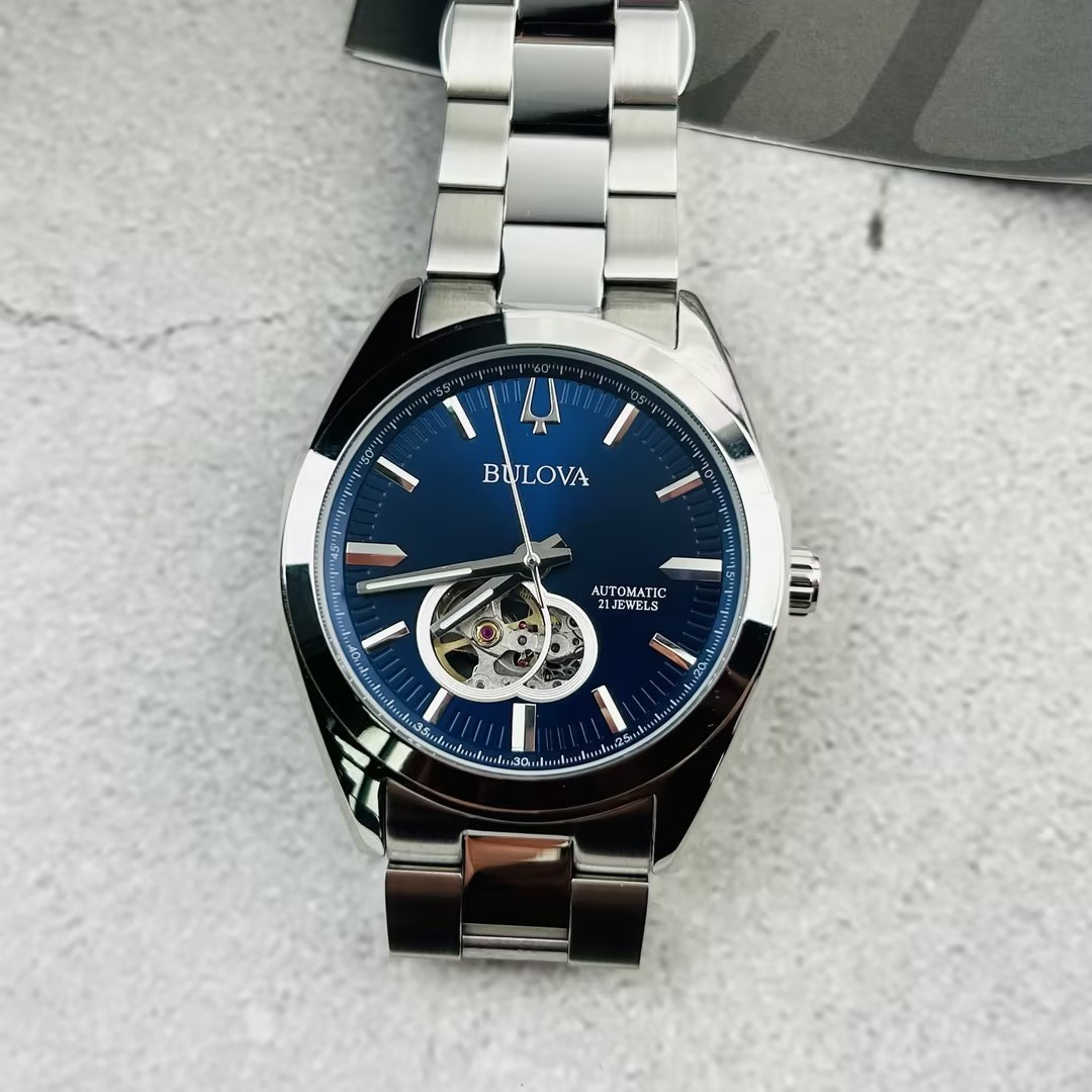 Bulova 96A275 Surveyor Men’s Blue Dial Stainless Steel Strap Automatic Watch