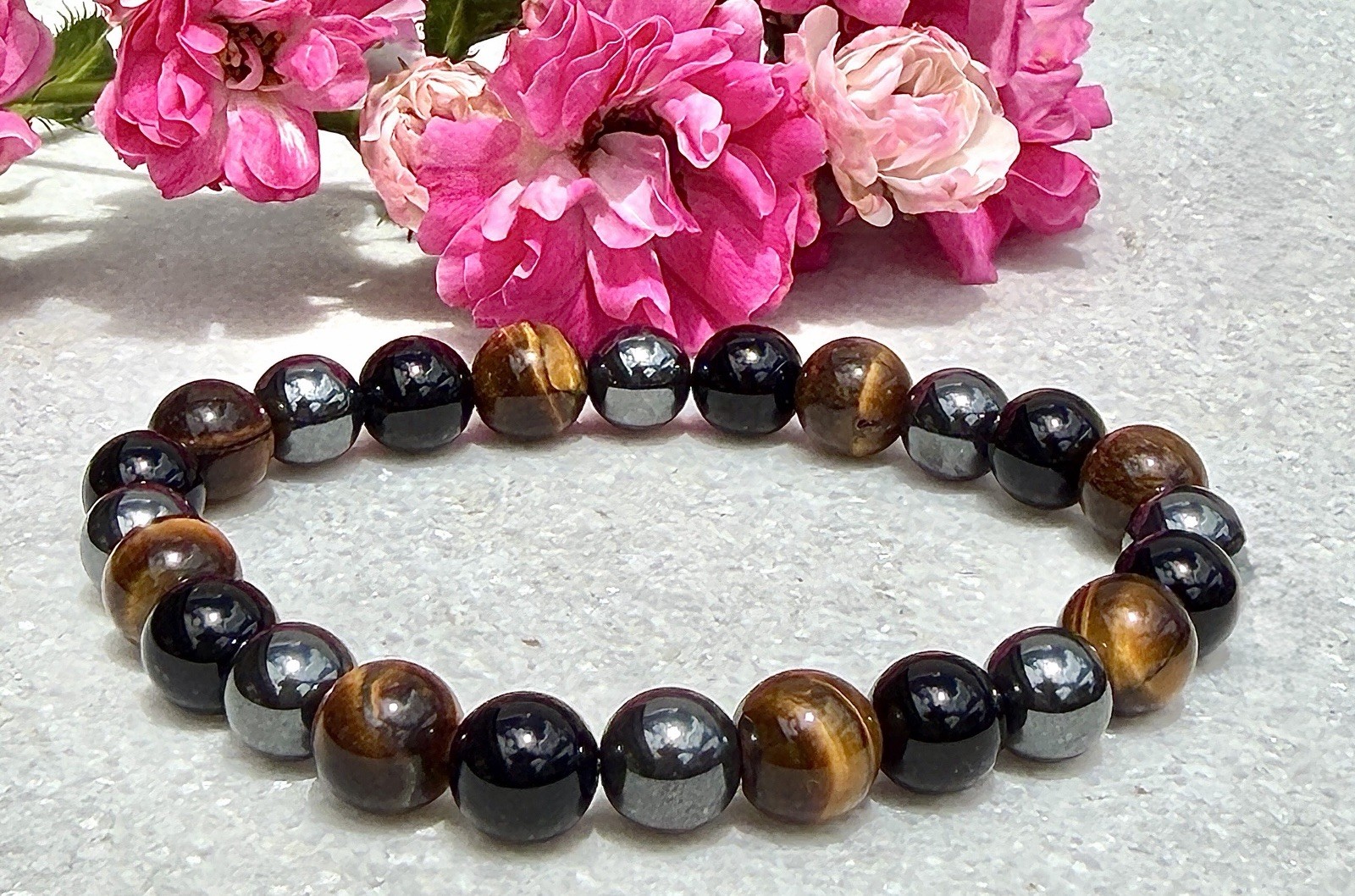 6 Pcs Protection Natural Crystal Healing Stretch Bracelets 8mm 7.5″