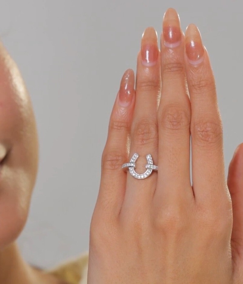 Horseshoe Engagement Women’s Ring 1Ct Simulated Diamond In 14K White Gold Plated