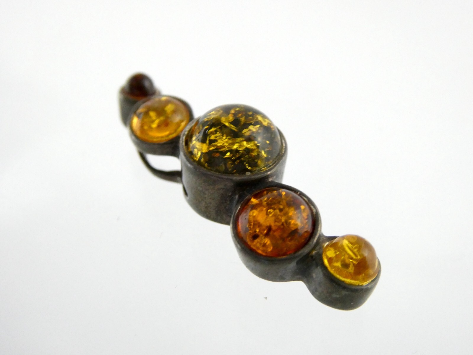 Sterling Silver Yellow Green Orange Amber Slide Pendant 925 2.8g 1 1/8 Inches