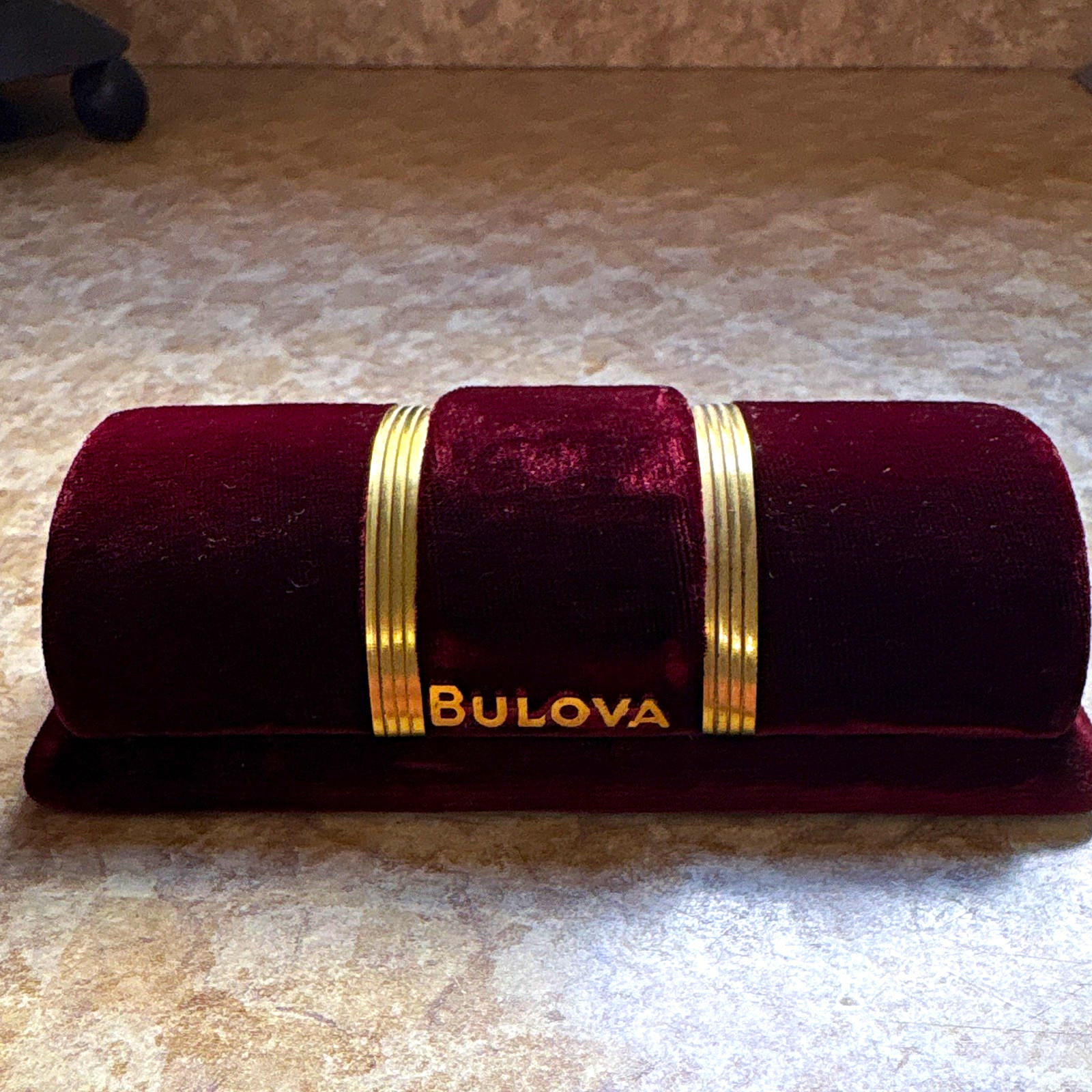 Bulova Burgundy Velvet Single Watch Presentation Box Case 1940s