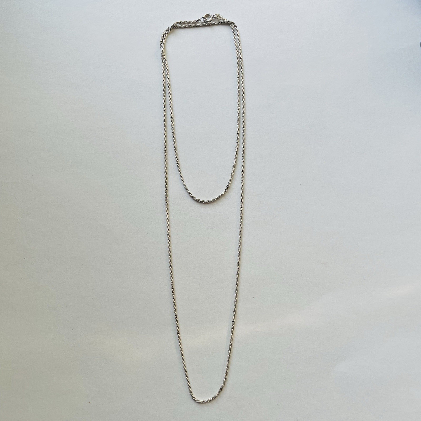 Long Vintage Sterling Silver Rope Chain 925 30 Inches Marked KC 925