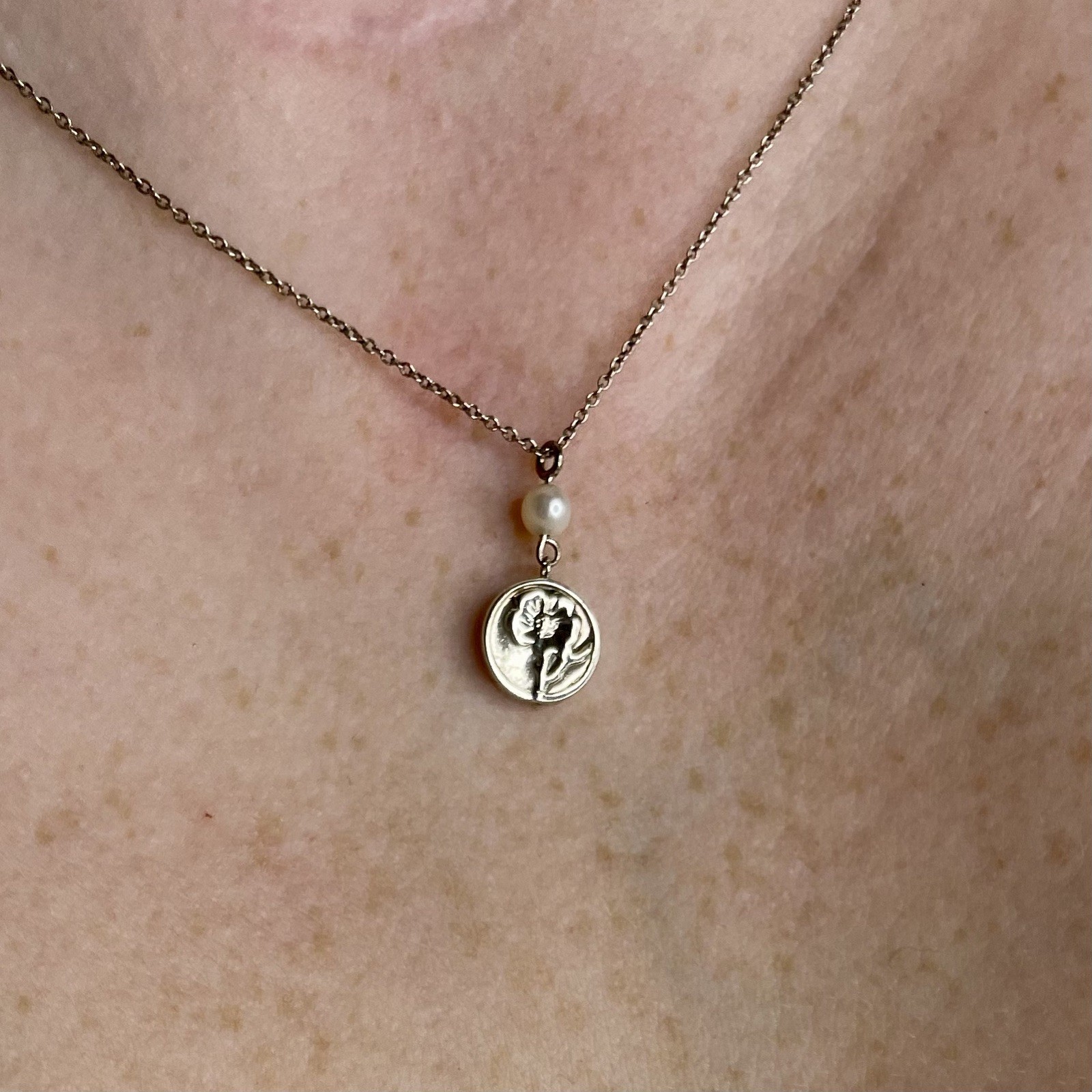 Tiffany & Co Silver RARE Nature Rose Pearl Pendant 17 Inch Necklace!