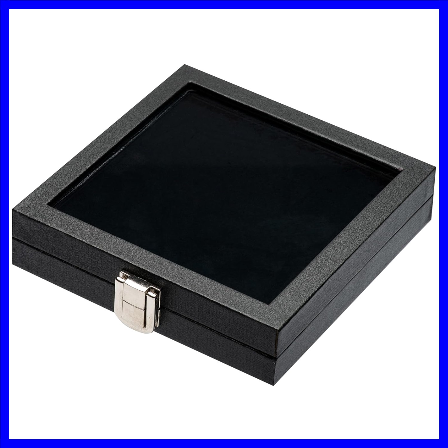 Jewelry Display Case Tempered Glass Top Lid Black Leatherette,Gemstone Displa…