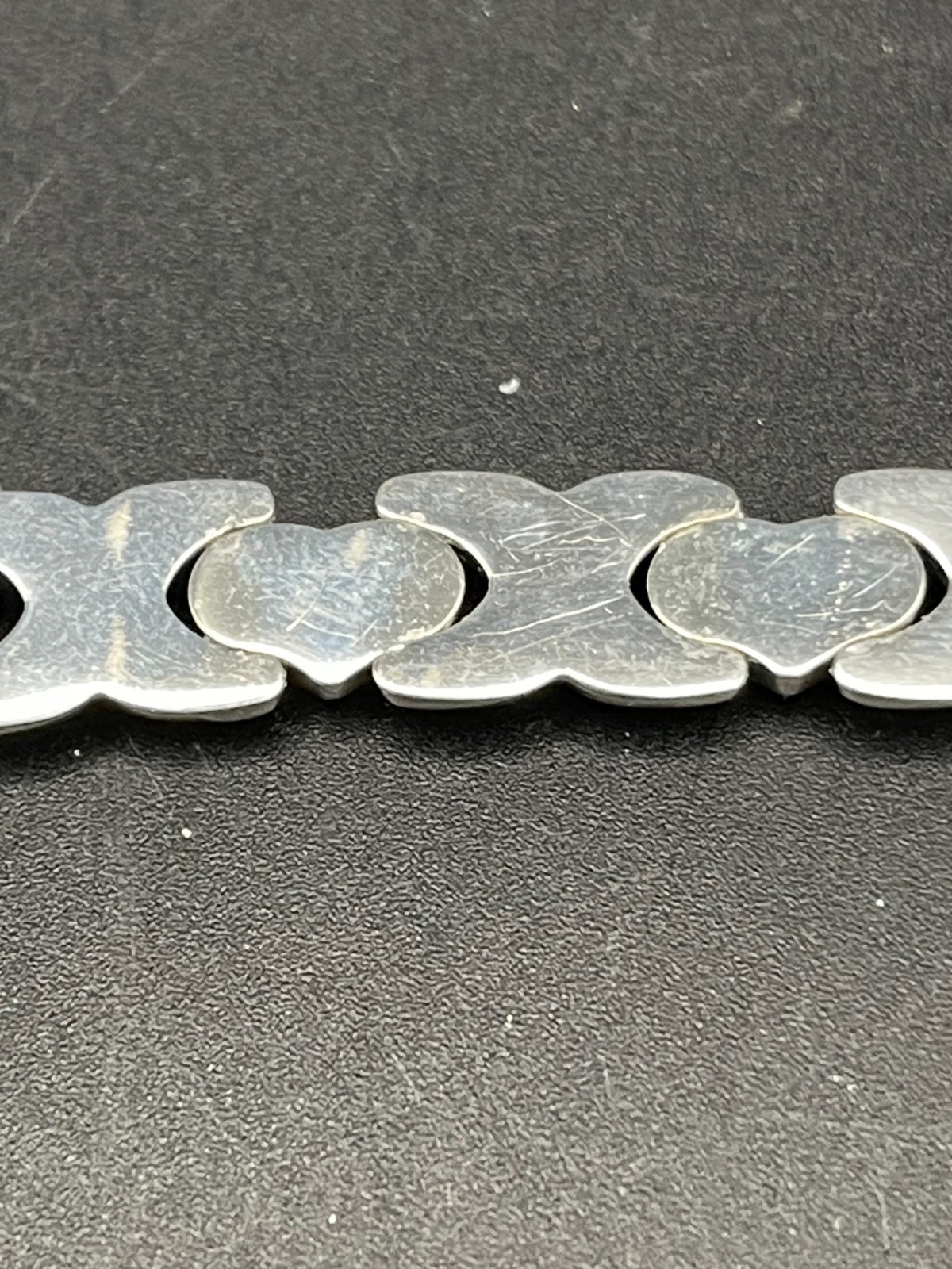 Vintage Italian Sterling Silver & Gold‑Tone Heart Link Bracelet | 7.5 in | 14.4g