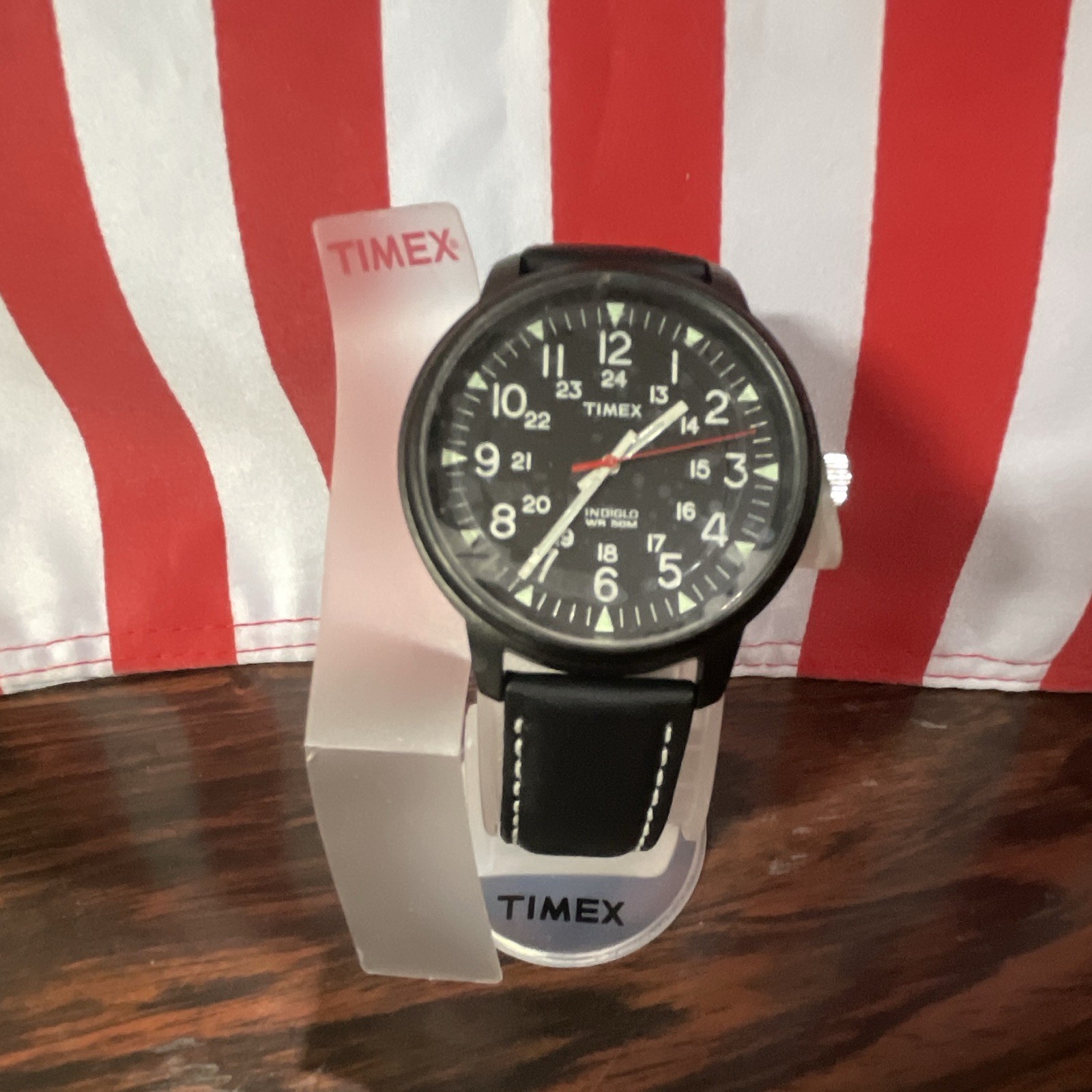 Timex Expedition Men’s Quartz Analog Black Dial Arabic Black Leather Strap Box