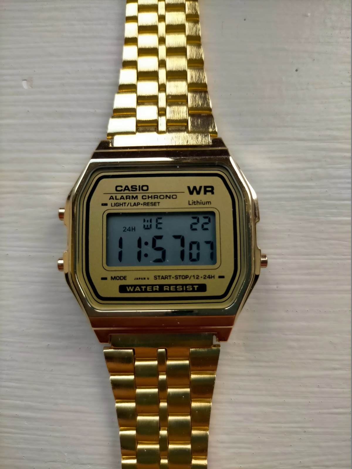 New Casio A159W Digital Classic Retro Stainless Steel Gold Watch UK SELLER