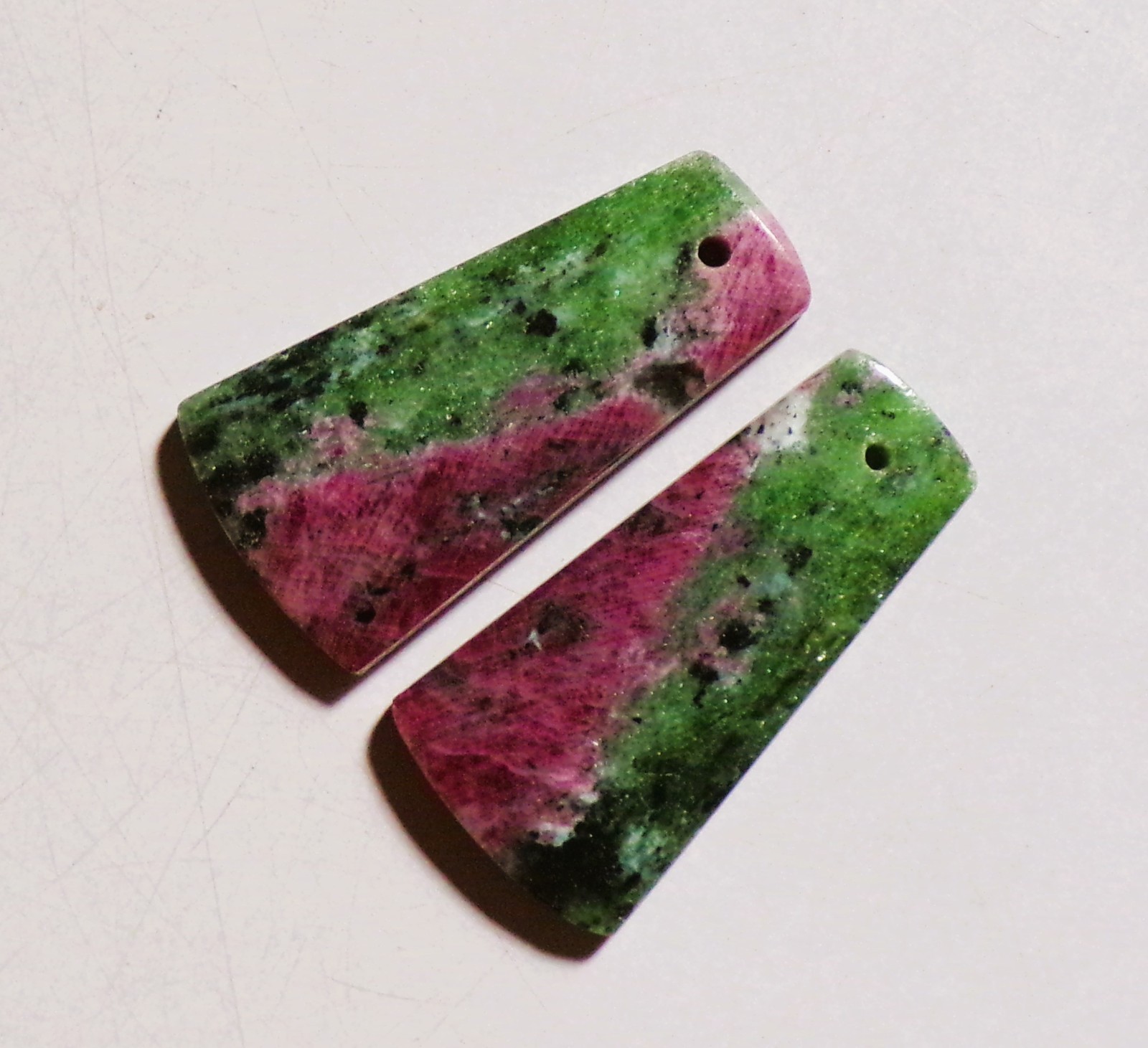 40.55 Cts Natural Ruby Zoisite Drilled Cabochon Match Pair Gemstone 31X16MM 43