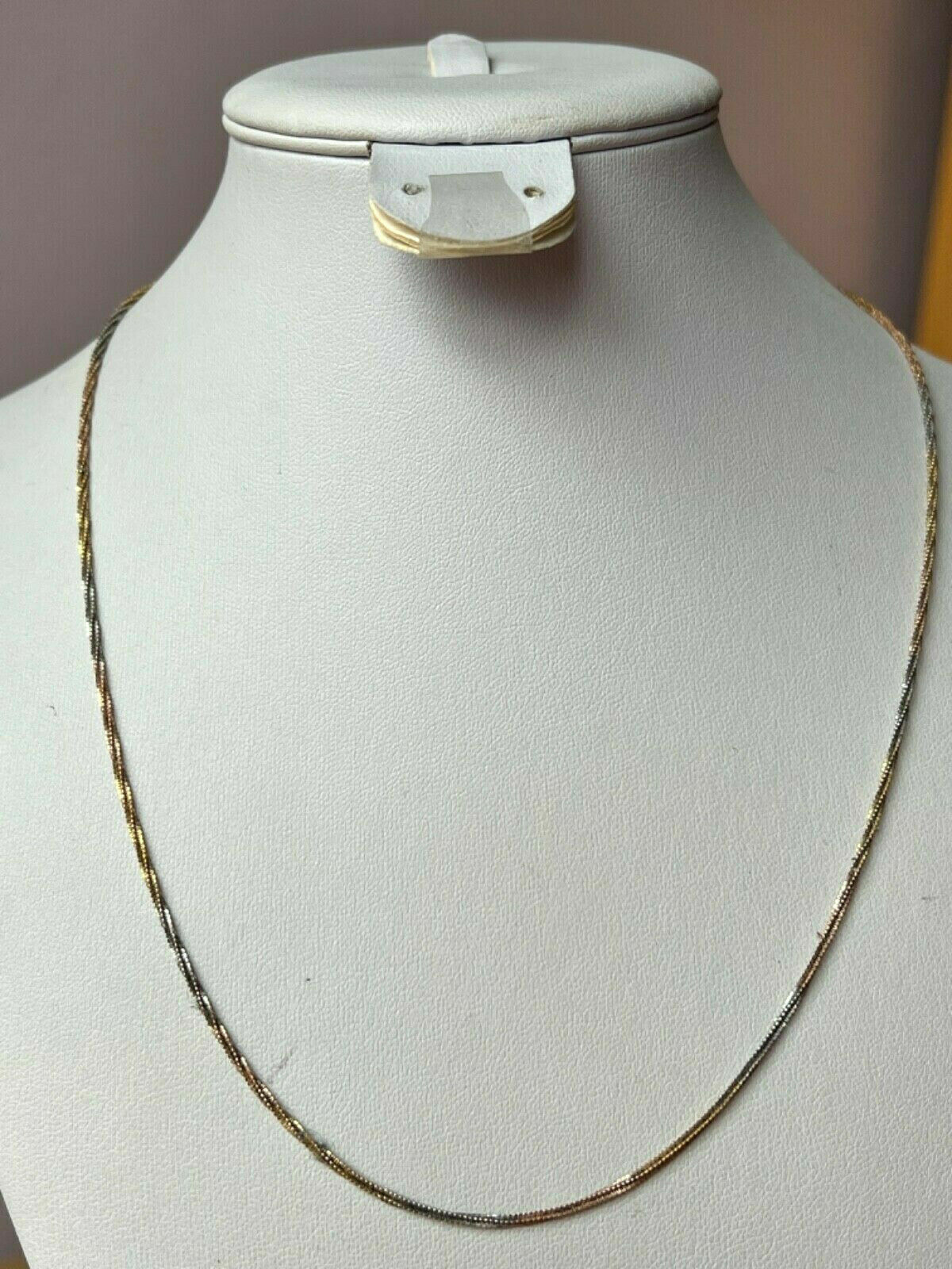 VINTAGE 14K TRICOLOR GOLD TWISTED SNAKE CHAIN UNIQUE RARE FIND USSR ERA STAMP