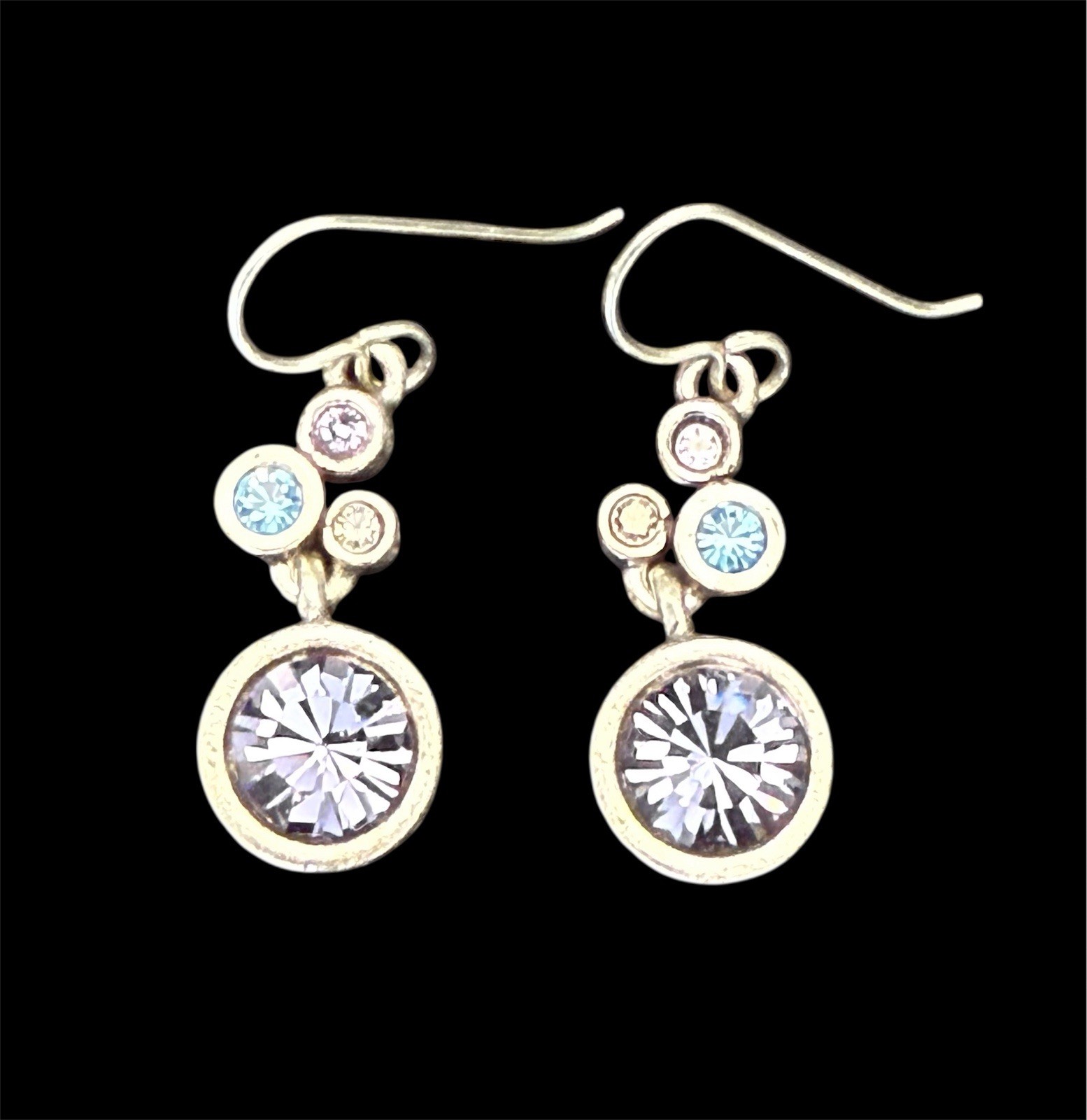 NEW Patricia Locke SILVER / SILK LENA Crystal EARRINGS Handcrafted USA NWT ’13