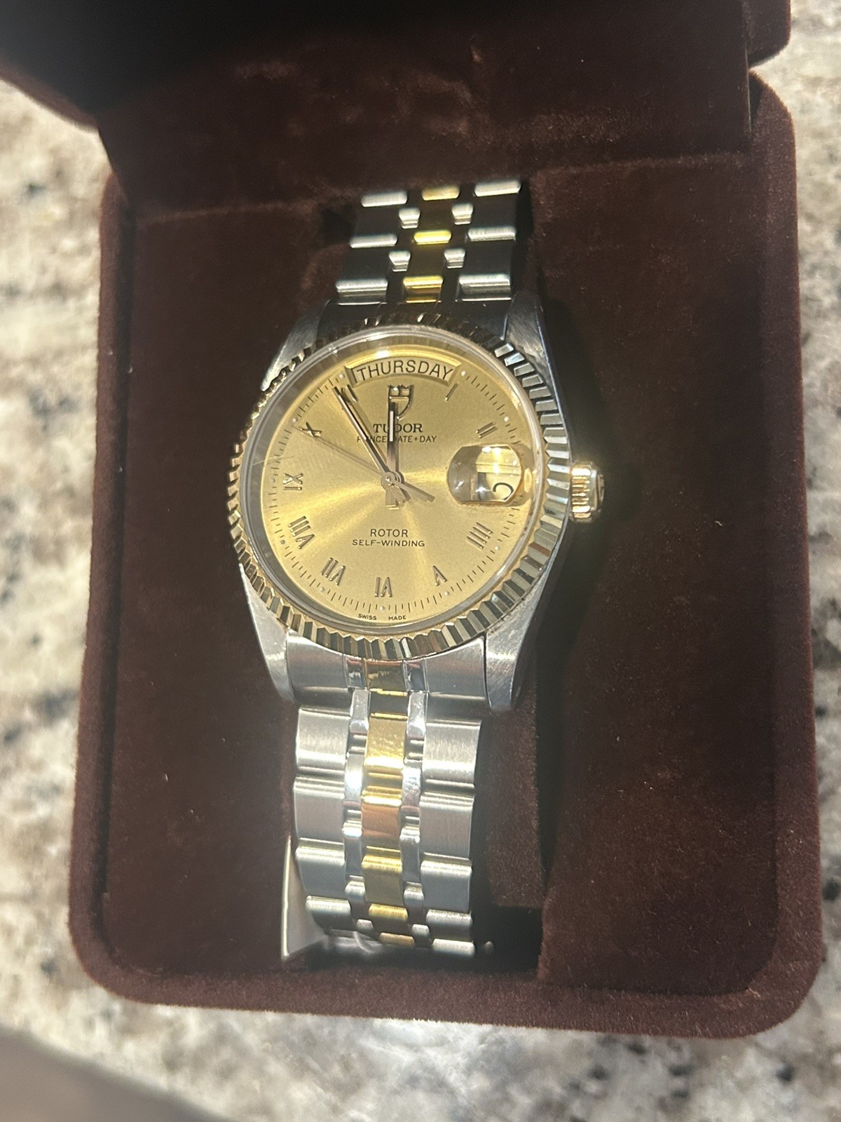 Tudor Gilding Dial Prince 76213 Date Men’s Watch Automatic 36mm Roman Numerals