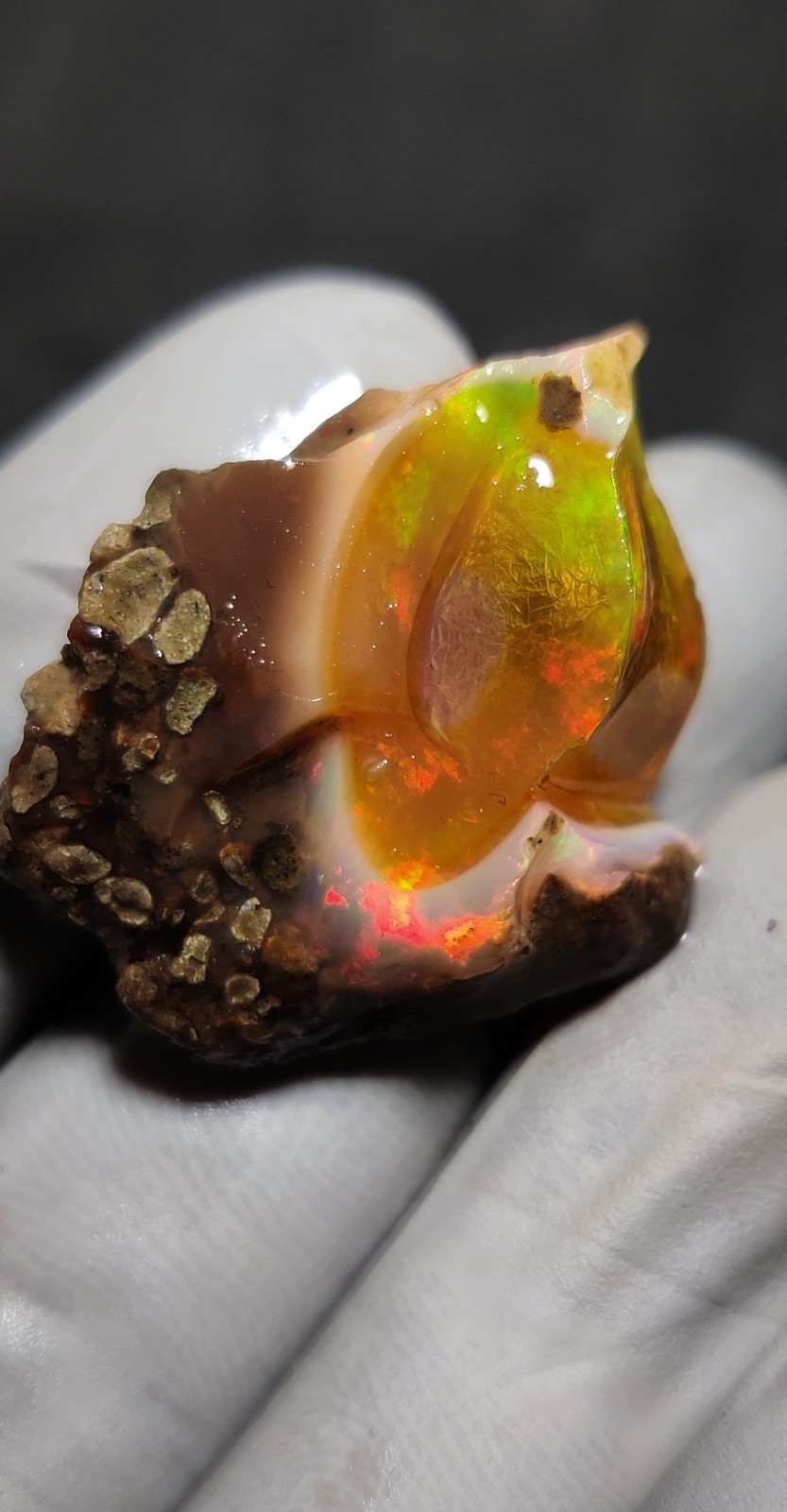 23ct natural ethiopian opal welo rough intense multi color play of fire gemstone