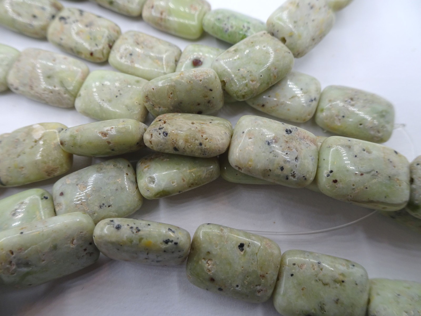 14 1/2″ Str Chalk Turquoise 13-13.75mm Long Smooth Rectangle Stone Beads A15 DNG
