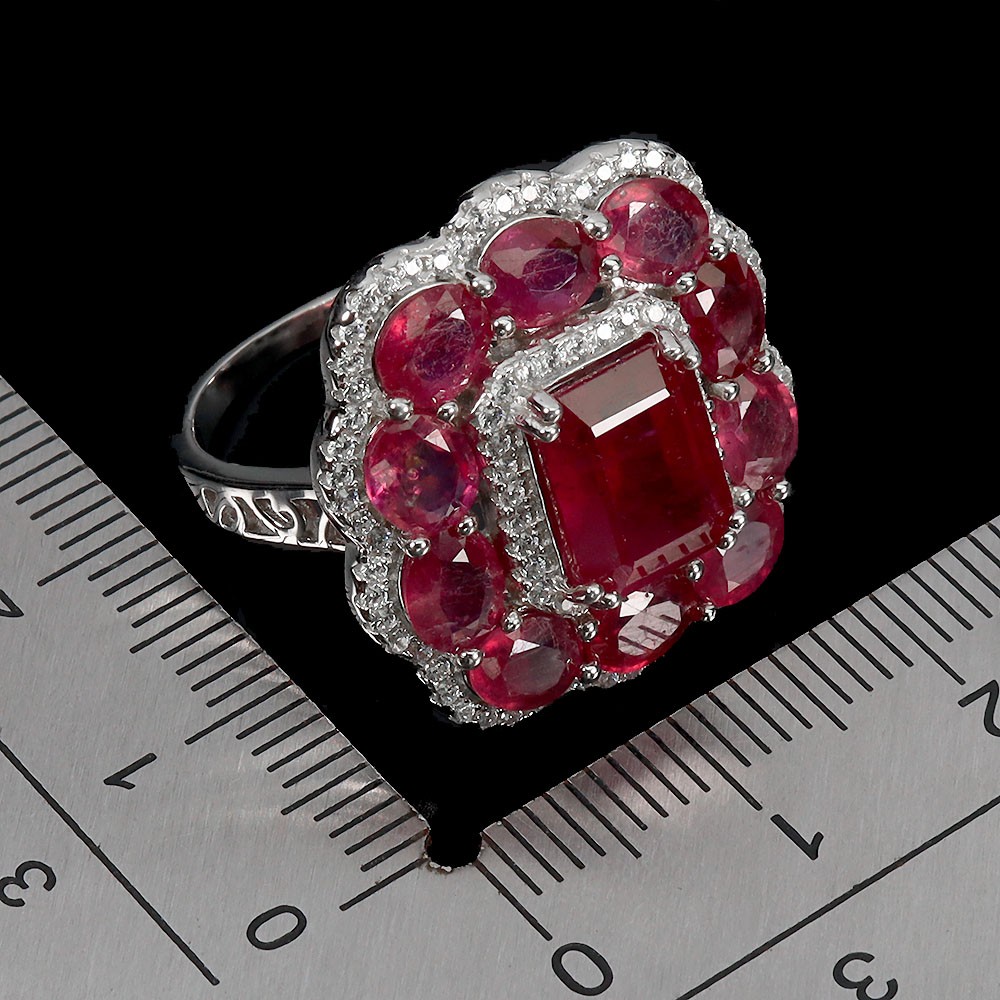 925 Sterling Silver Ring Octagon Ruby 9x7mm Ruby Natural Gemstone Jewelry Sz 7.5