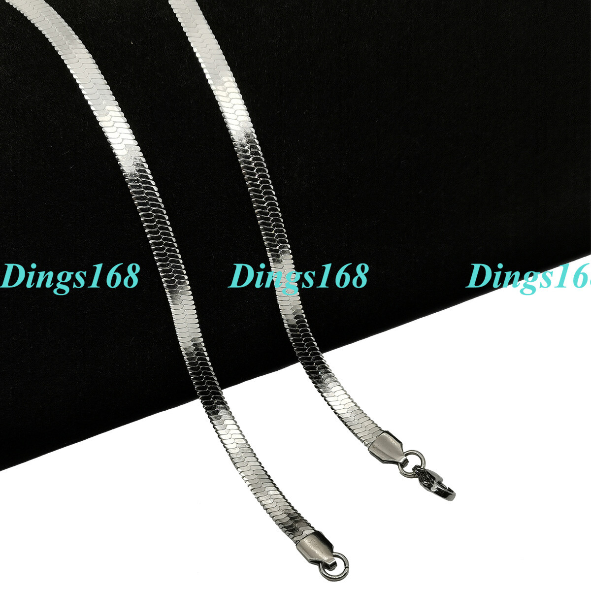 Men&Womens Real 18K White Gold Filled 22inch 4mm wide Herringbone Chain Necklace