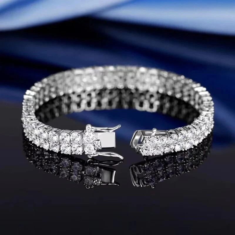 10.00Ct Round Lab Created Diamond Men’s Tennis Bracelet 14K White Gold Plated