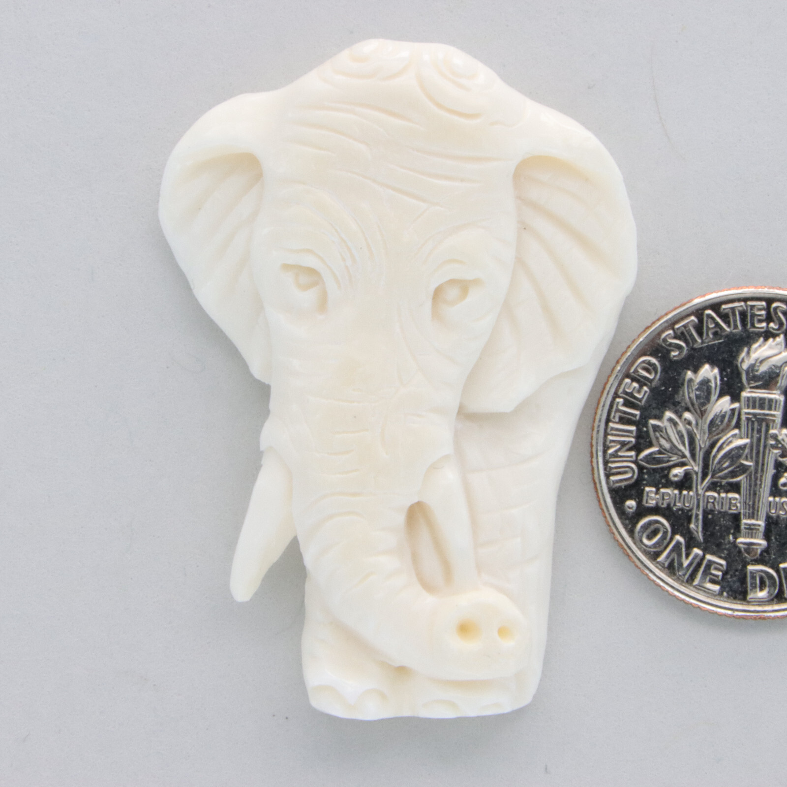 Hand Carved Water Buffalo Bone Elephant Pendant