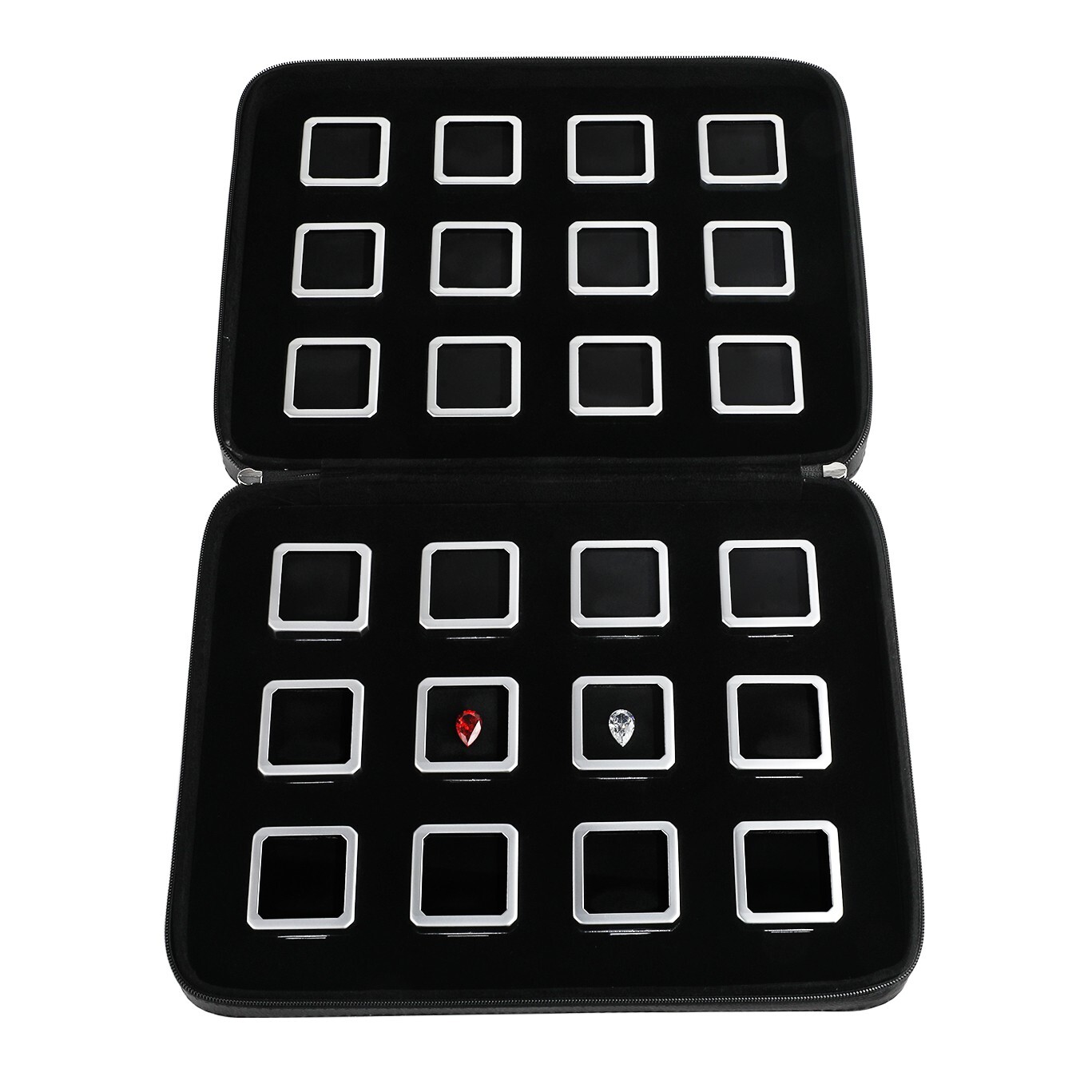 GemTrue Superior Small Diamond Boxes in a Leather Zip Case Gemstone Storage Case