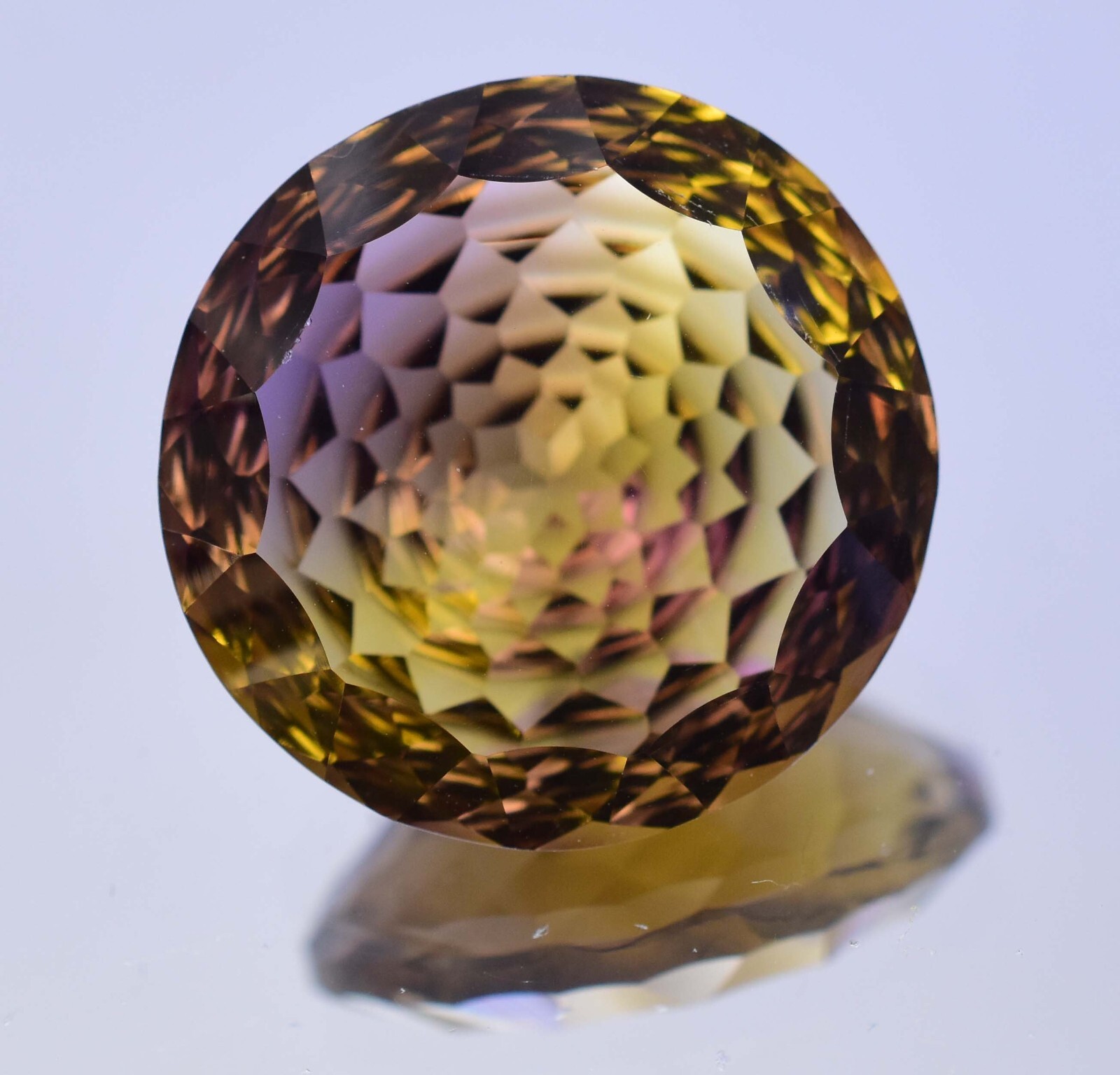 Flawless Natural Bi-Color Ametrine 24.75 Ct Round Certified Untreated Gemstone