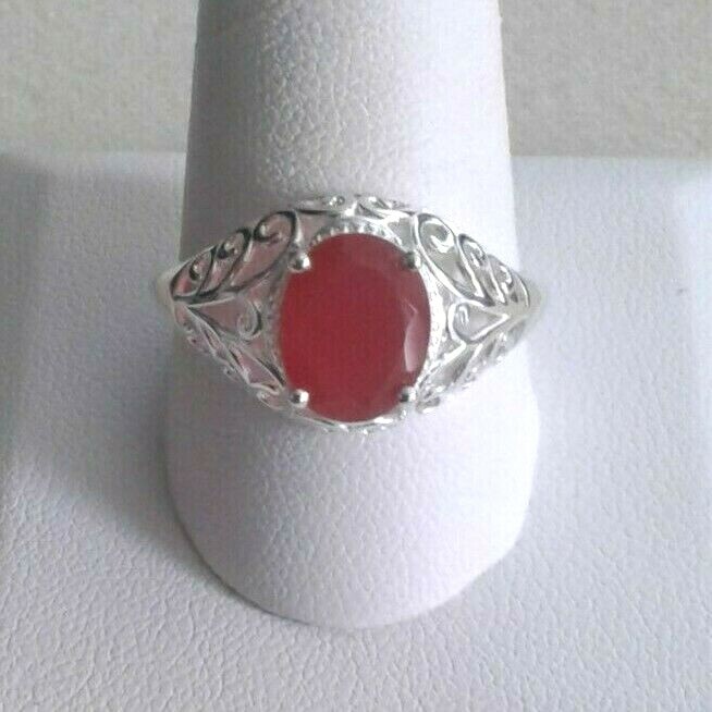 Enhanced Red Onyx 925 Sterling Silver Ring (Size 11) 2.50 CTS