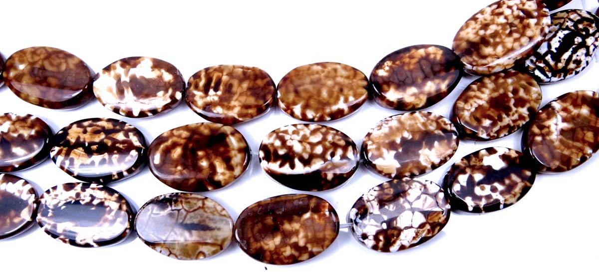 6 Coffee Brown Burnt Fire Agate Pendant Beads 30x20mm