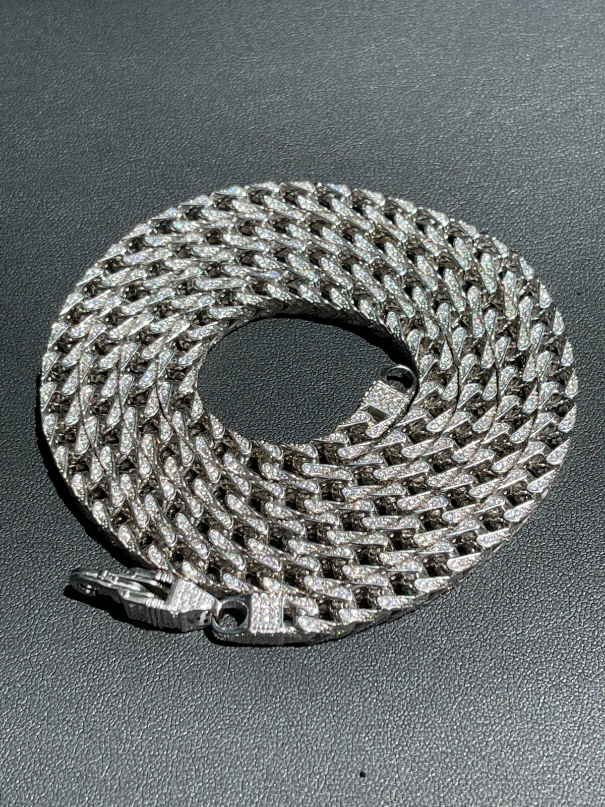 MOISSANITE Mens Real 925 Silver Men’s Franco Chain ICED Necklace 18-30″ Hip Hop