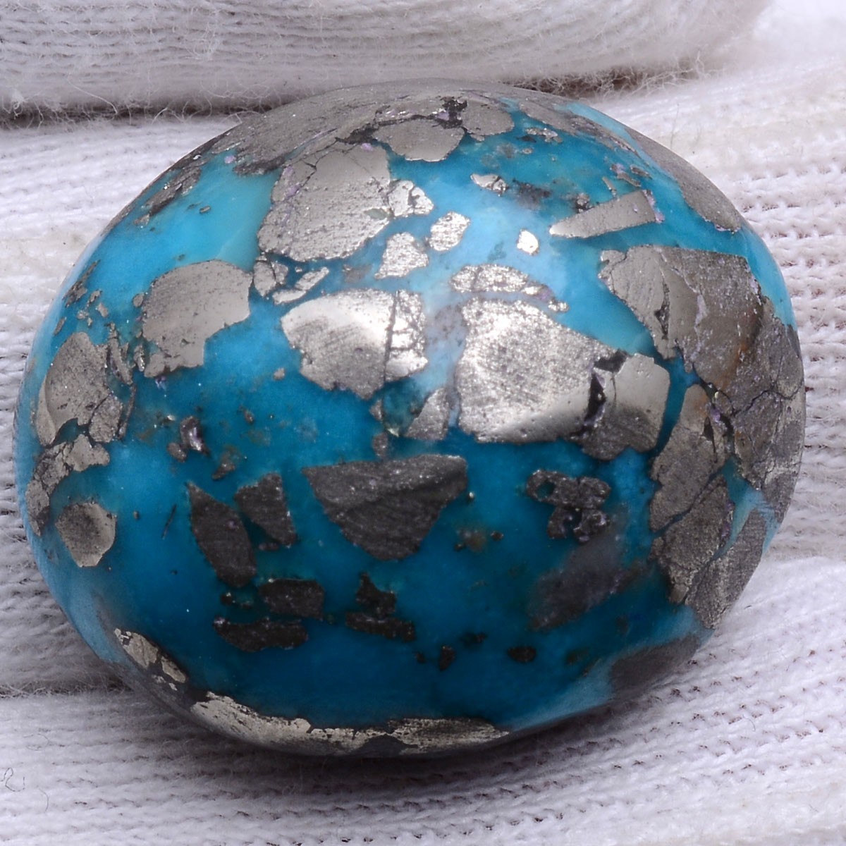 Blue Gold Magic~ 79.00 Cts Natural Persian Turquoise Hi-End Cabochon Gemstone