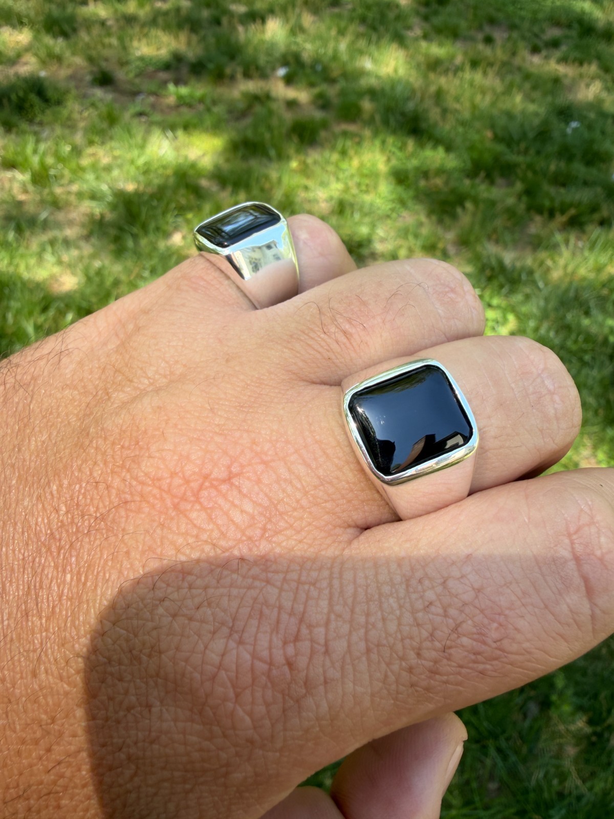 Handmade Men’s Black Onyx Ring in Real 925 Sterling Silver Natural Gem Stone