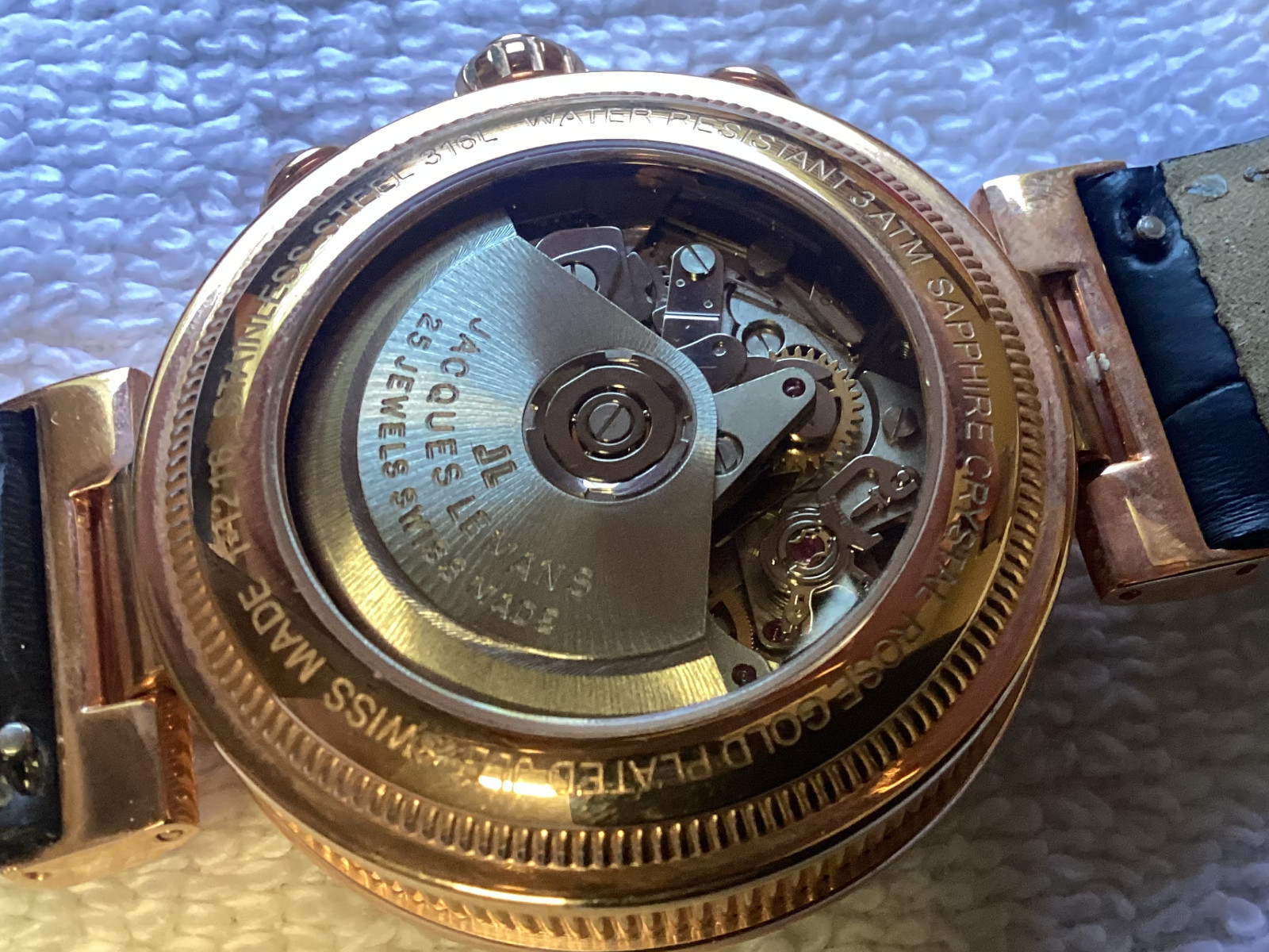 Jacques Lemans Rose Gold Swiss Chronograph , Valjoux 7750 Movement Rare Vtg. NIB