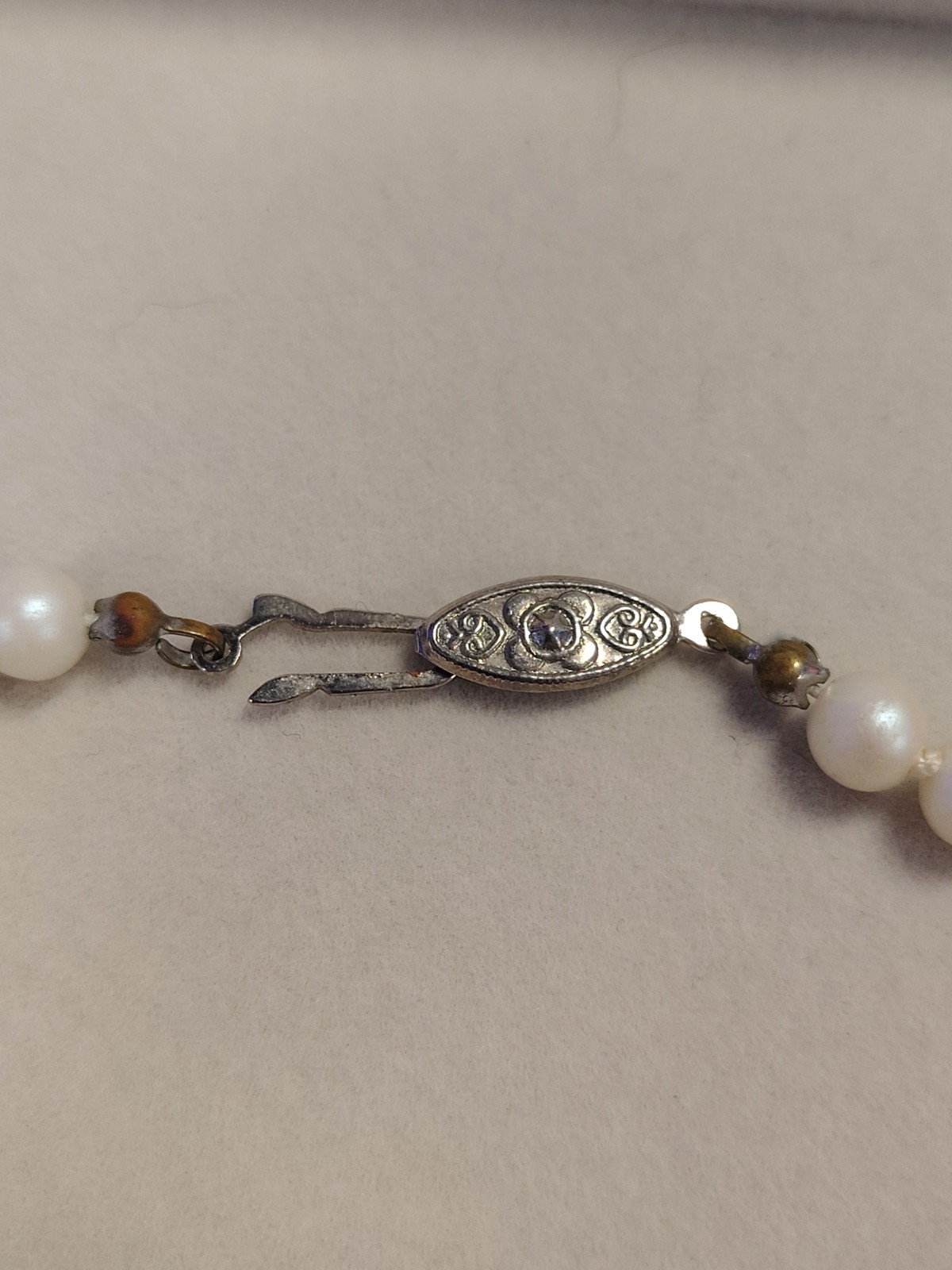 Mid 20th Century 15-inch-Hand Knotted Faux Pearl Necklace Choker