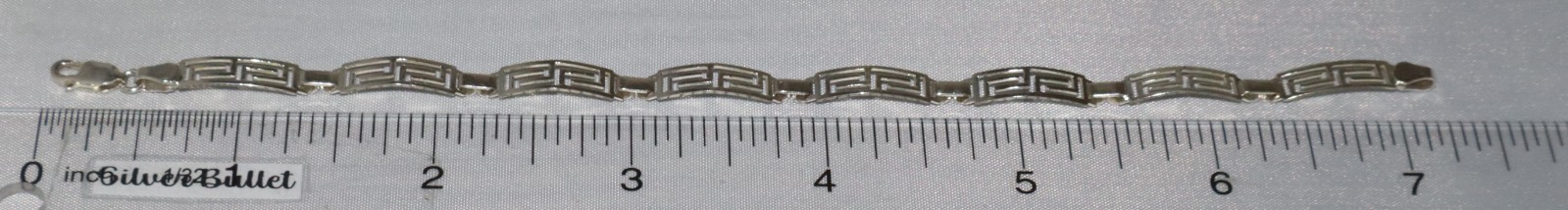 Vintage Sterling Silver Delicate Greek Key Link Bracelet 7.25″ 3.8 grams