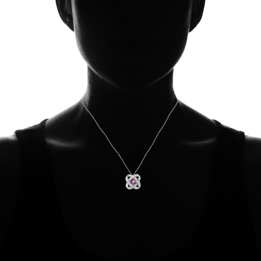 Sterling Silver Birthstone Gemstone Love Knot Necklace