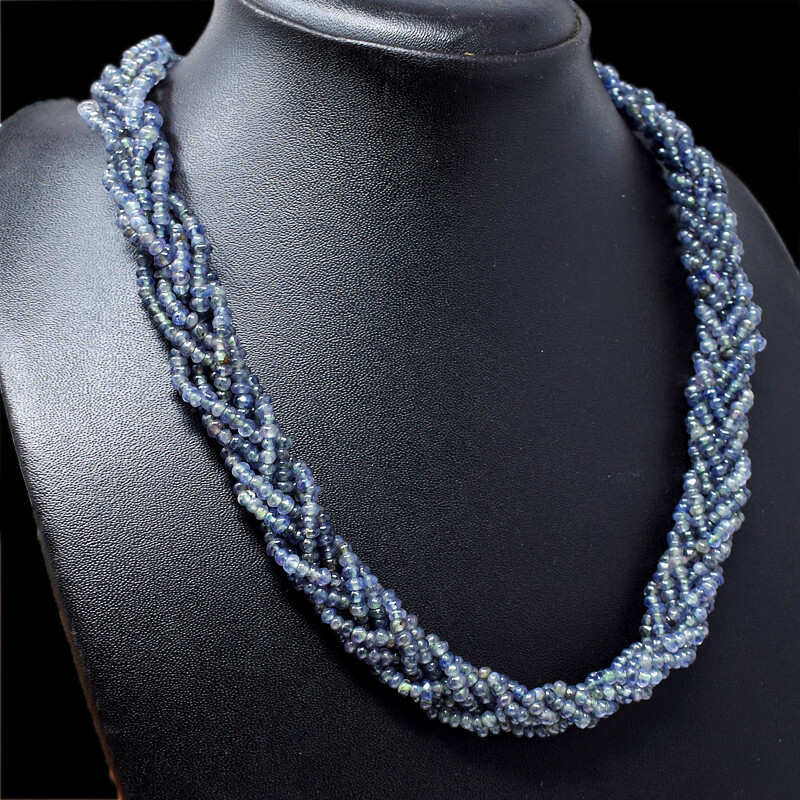 300.00 Cts Natural Untreated Blue Iolite Round Shape Beads Necklace NK 92E72