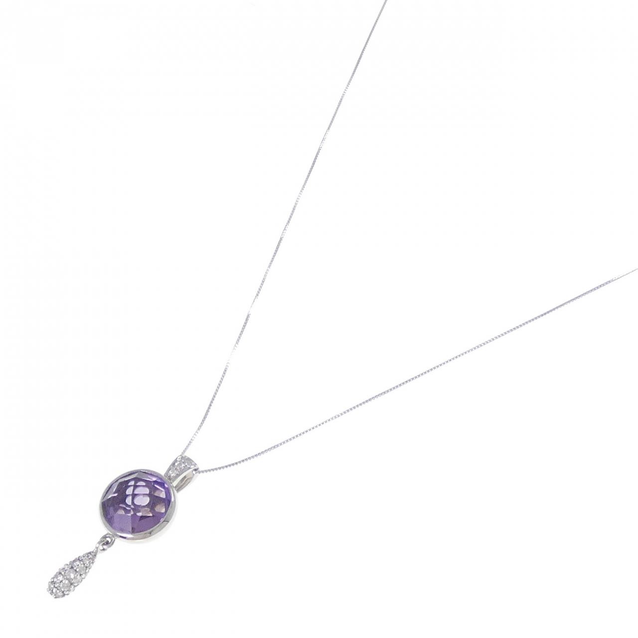 Authentic K18WG Amethyst Necklace 5.40CT #270-004-157-7957