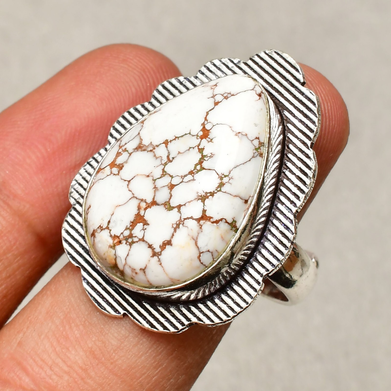 Wild Horse Gemstone Handmade 925 Sterling Silver Jewelry Ring Size 9