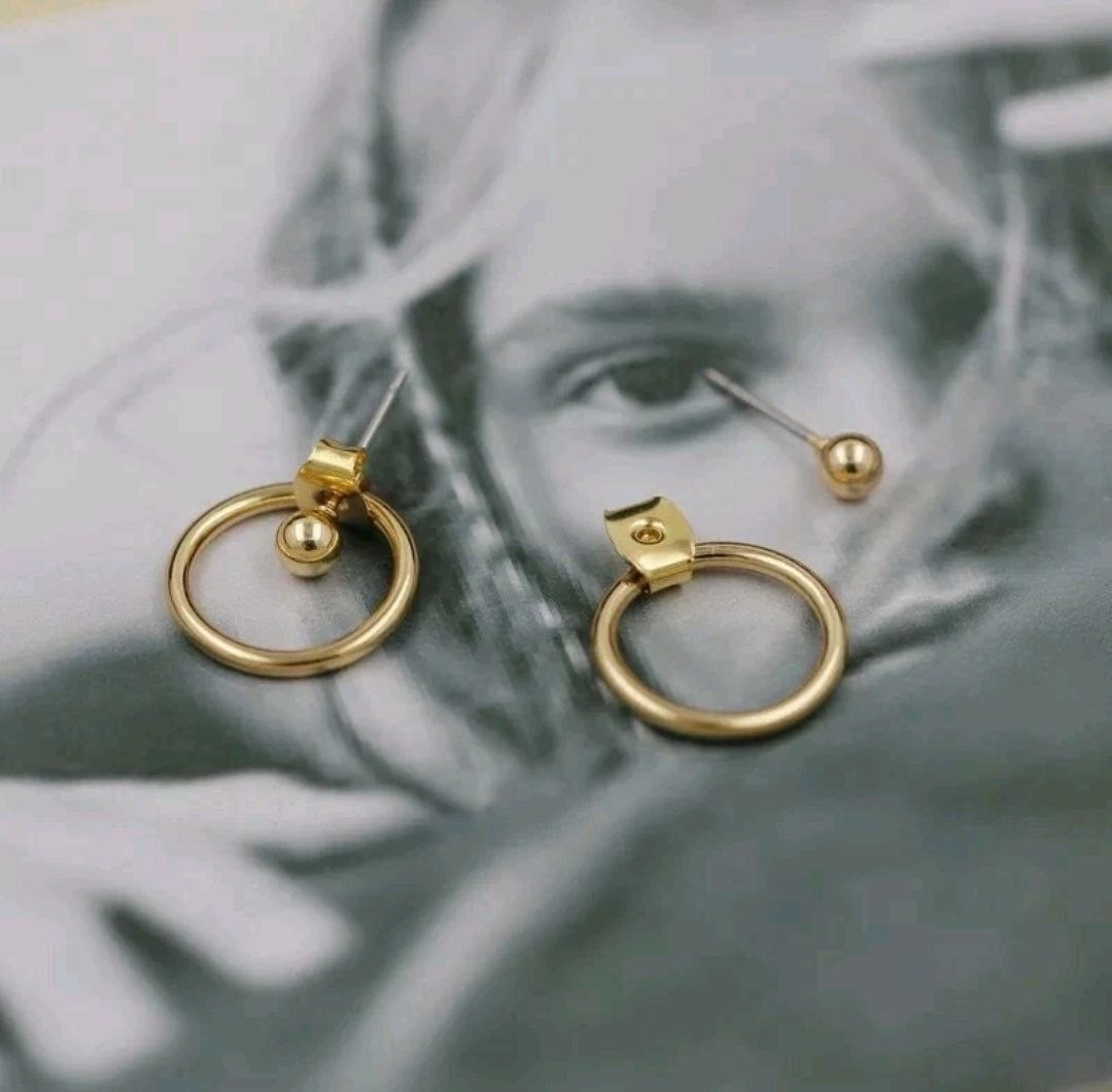 New Women’s Hoop Stud Earrings Alloy Bean Round Earring Hanging Small Ring Stud