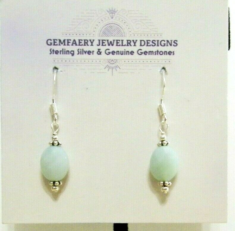 Sterling Silver Faceted AMAZONITE Petite Dangle Earrings #1417…Handmade USA