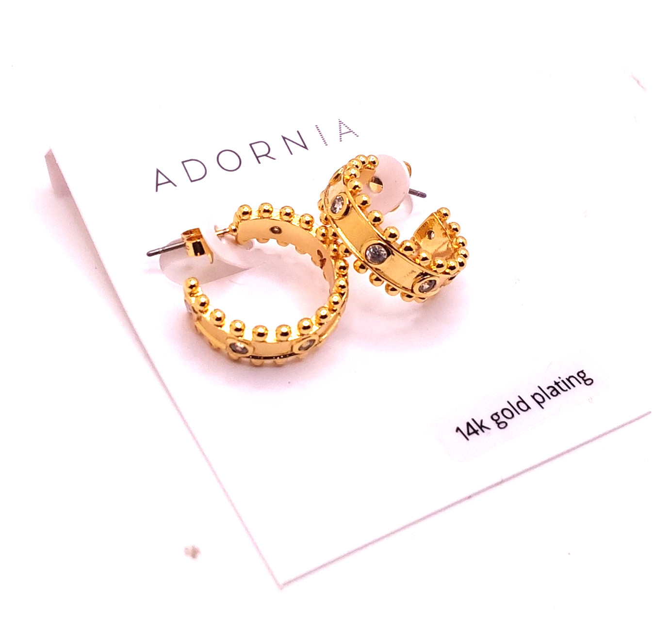 Adornia Beautiful Bezel 14k Gold Plated Open Hoop Earrings