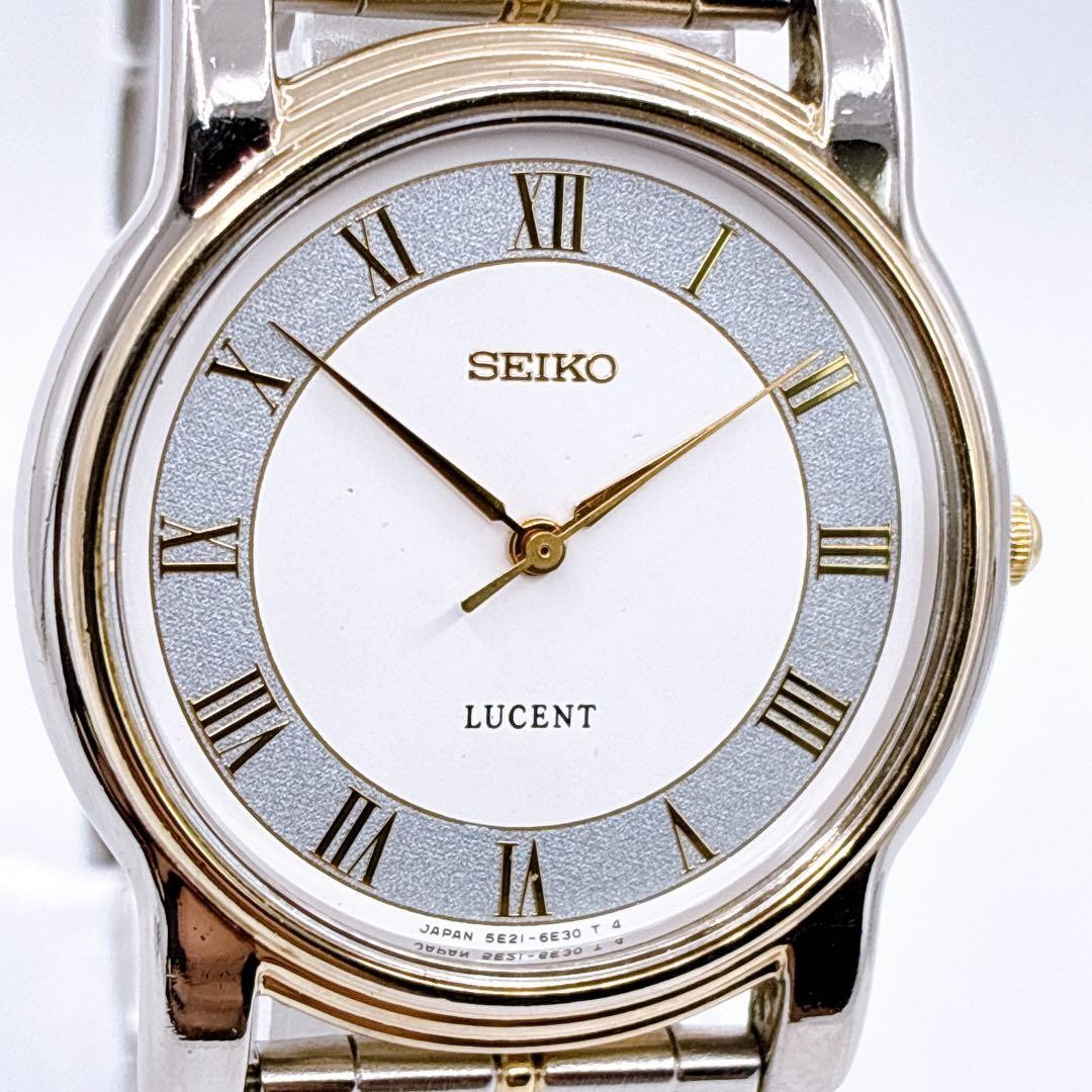 SEIKO Lucent 5E21-6E00 Roman Dial Quartz Watch 1998 Working