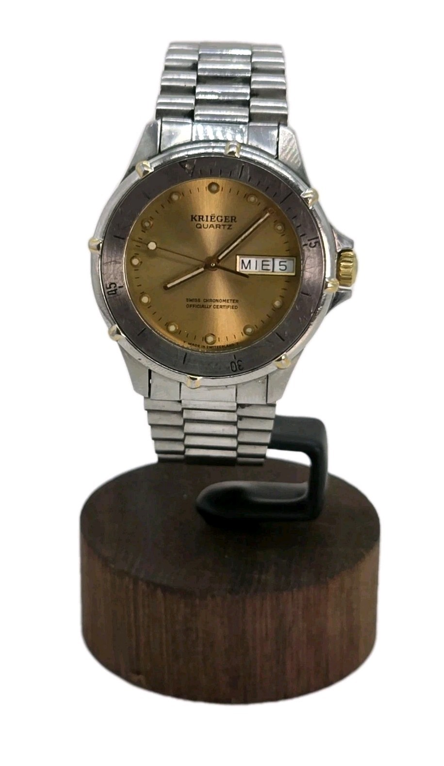 Krieger M882 Watch Stainless Steel Certified Swiss Chronometer Day Date New Batt