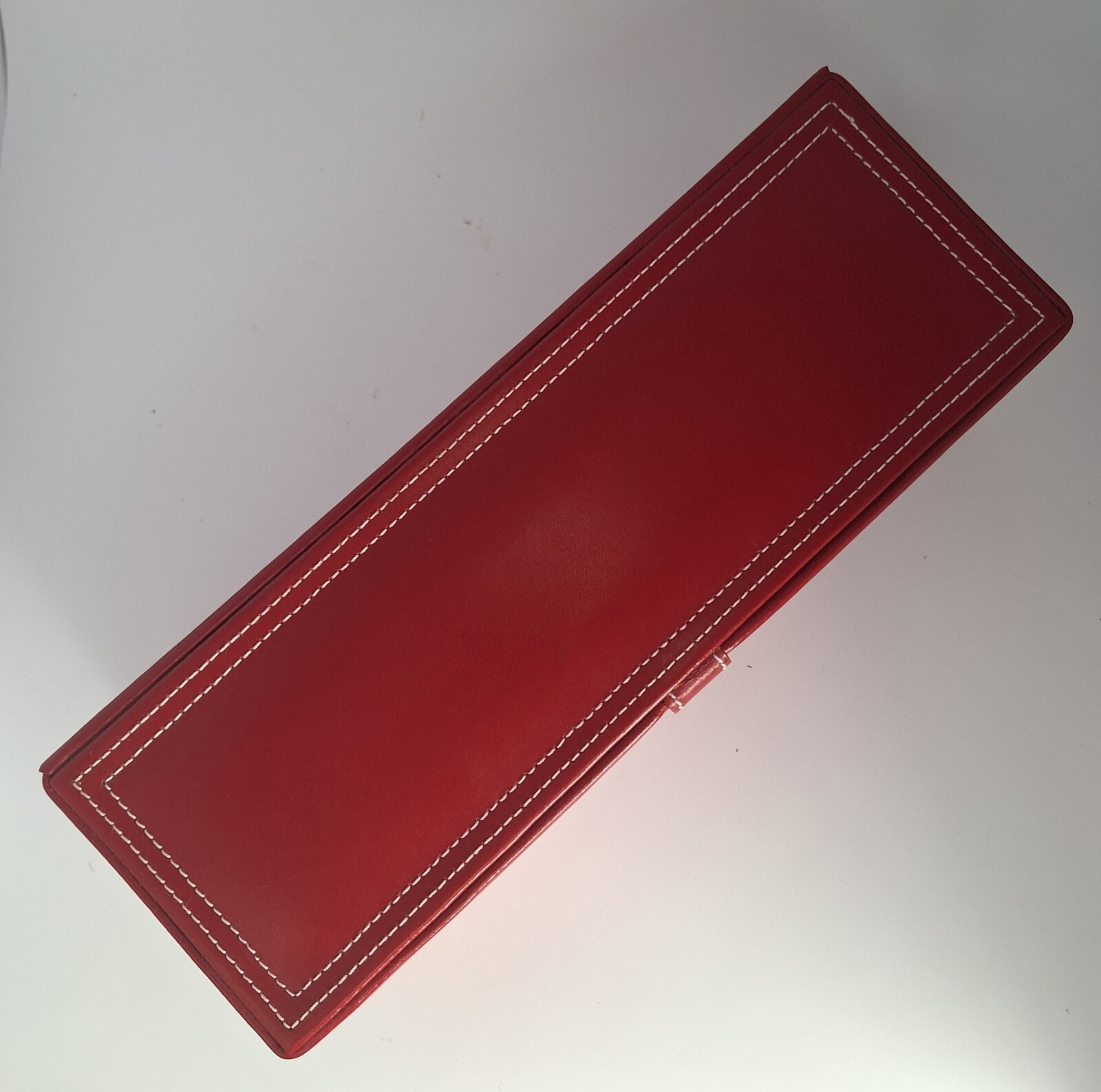 Red Faux Leather Jewelry Box 11″ 3 Piece Fabric Lined Travel Multi Compartment