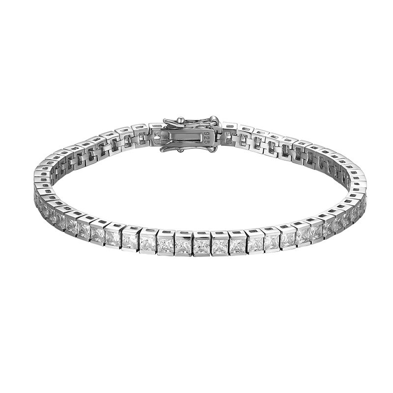 Ladies Princess Cut 0.35ct MOISSANITE Tennis Chain Bracelet SOLID 925 Silver