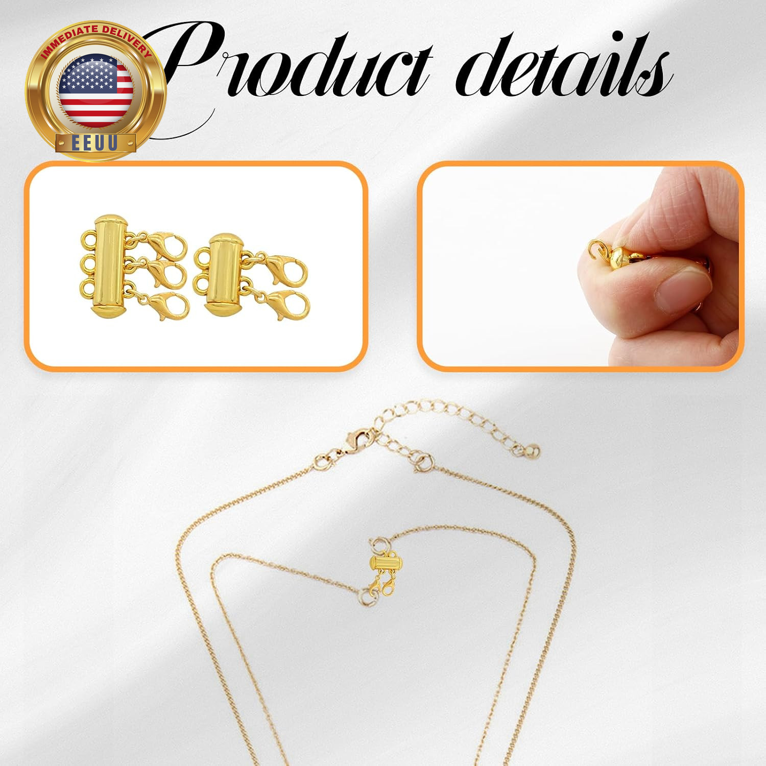 4Pcs 2 Sizes Necklace Layering Clasps, 2 Colors Layered Necklace Clasp, Multi St