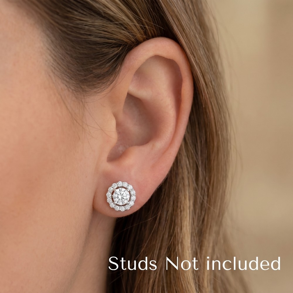 14K White Gold 1/2 Ct. Diamond Studs Earring Jackets (up to 6mm)